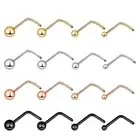 20G Tiny Ball L-Shaped Nose Stud Surgical Steel & CZ Nose Rings Piercing Jewelry