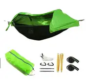 Multi-Functional Insect Net Waterproof Windproof Ultralight Parachute Hammock Aerial Tent Portable Outdoor Camping 270x140cm Light Green