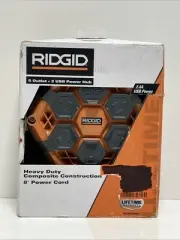 Ridgid 8 ft. Cord 5-Outlet 2 USB-A Power Hub RGS0508U
