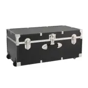 Metal Storage Trunk Collection Organizer Holder Case Chest Bin Wooden Footlocker