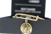 NEW ALEX AND ANI YAMKEES MLB YELLOW GOLD BANGLE WITH TAGS AND BOX