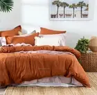 Linen Duvet Cover Burnt Orange Duvet Cover / Stonewashed Linen Bedding / Twin,