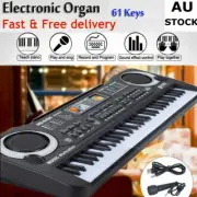 61 Keys Electronic Piano Music Keyboard Digital USB with Microphone Black Kids