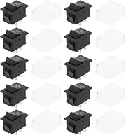 VGOL 10 Sets Mini On/Off Rectangle Rocker Switch 2 Pin 2 Position 12V Toggle Switch Comes with Protective Cover for Car Auto Boat Household Appliances Black