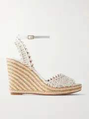 [Aquazzura] Aquazzura - Kahlo Mesh-trimmed Raffia Wedge Espadrilles - White - IT42 IT 42 White