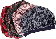 SAFIGLE 4Pcs Hair Bonnets for Women Sleeping Cap Comfortable Satin Shower Hat with Elastic Band for Nighttime Hair Care and Travel