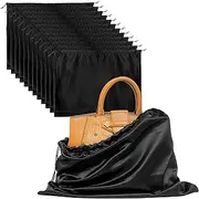 [ELTNEGSA] 12 Pcs Silk Purse Organizer Drawstring Bags Shoe Bag for Travel Satin Dust Bags for Purses Handbags Shoes Black 19.6X15.7 inch, Black, 12 PCS, Fashion