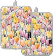 Pot Holders Heat Resistant Afghanistan Flower Afghanistan Flower Beauty Summer Flowerssummer Flowers_81631_2 Potholders with Pockets Hotpads Kitchen Oven Mitts 2 Pack
