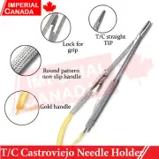 T/C Castroviejo Needle Holder 7" Straight Micro Dental Plier Surgical Instrument