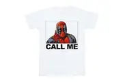 Deadpool Unisex Adult Call Me Cotton T-Shirt (White) - UTRO7331