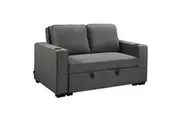 Sarantino Hoffman Linen Sofa Bed with Cushions and Cup Holders - Dark Grey