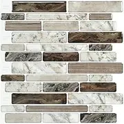 LONGKING Self-Adhesive Kitchen Backsplash, Marble Look Decorative Tiles (10 Tiles) (Multi)