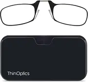 [ThinOptics] Universal Pod Case + Rectangular Reading Glasses, Black Frames, Black Case