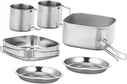 TOKIDNY Camping Cookware Set Stainless Steel Pot Pan Long Handle Compact Outdoor Supplies Picnic Gear