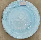 Nicole Miller Aqua Blue Rustic Medallion Print Edge MELAMINE Dinner Plates Set 4