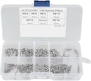 230pcs M2 304 Stainless Steel Hex Socket Flat Head Screws Bolts Hex Nuts Assortment Kit for Industrial Construction Fasteners