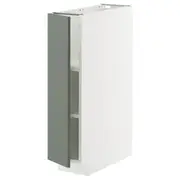 METOD base cabinet with shelves, white/Nickebo matt grey-green, 20x60x80 cm