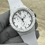 NEW✅ Swatch Chrono GRRRR Gray Silicone Date Tachymeter Men's Watch SUSM400 $130