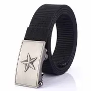 125cm 3.4cm Width Men Nylon Waist Belts Tactical Belt Quick Unlock Inserting Metal Buckle Waist Belt BLACK COLOR