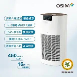 【OSIM】智能空氣清淨機2 OS-6211(雙重抗菌/六道過濾/HEPA13級濾網)