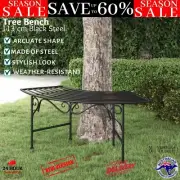 Metal Tree Bench Half-Round Style Black 113cm Half Circle Steel Garden Seat NEW