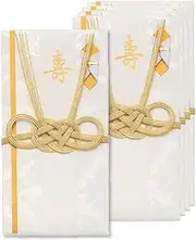 Maruai Ki-630GO Congratulatory Bag, Wedding Design, Modern, Japanese Style, Hatsuru, Gold, 5 Pieces