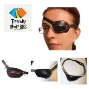 Eye Patch for the Left Eye. Handmade Slim Black Real Leather Eye Patch for ad...