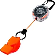 KEY-BAK Secure Safe 24" Retractable Keychain with built-in LOUD Fox40 Emergency Whistle, Carabiner Clip - Retract 4oz & Holds Up To 5 Keys - Clear Case/Orange Cord, Clear