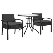 Outdoor Patio Furniture Dining Chairs Table Patio Bistro Wicker Set - Black
