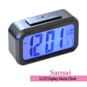 LCD Alarm Clock Sansai Large Display w/ Snooze 12/24 Format Blue Backlight