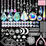 370 Pcs Crystal Suncatcher Kits Hanging Chandelier Crystals Prisms Parts Rainbow Maker Pendants for Stained Glass Window Hanging DIY Sun Catchers Beads Indoor Window Outdoor Garden Decor (Sliver)