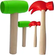 Totority 4Pcs Hammer Simulation Mallet for Pretend Play for Grip Strength and Hand Eye Coordination Birthday and Holiday Present