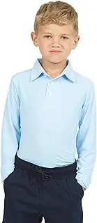 [IBKUL] Boy's Sun Protective UPF 50+ Mini Check Print Long Sleeve Polo - 95754B
