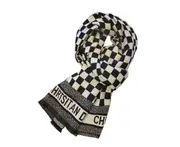 S52 185cm Black Checkerboard Pattern Imitation Cashmere Scarf Shawl Outer Scarves Outdoor Evening Dresses Women