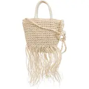 LVD Women's/Ladies Woven Fringing Handbag/Shoulder Bag 33cm w/ Strap Natural