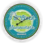 La Crosse Technology 433-3841MV2 15.75" Indoor/Outdoor Quartz Wall Clock-Margaritaville 5 O'Clock Somewhere, White/Teal