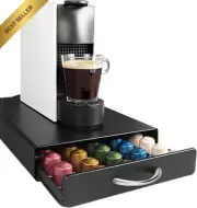 Metal Coffee Pod Holder Drawer 50 Nespresso Pods Black
