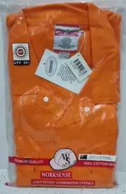 WORKSENSE Lightweight Combination Overalls, Size 132S, Orange, Non-Reflective