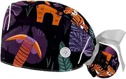 [YTYVAGT] 2-Pc,Gourd-Shaped Working Cap,Fisherman Hat with Buttons and Cotton Sweatband,Forest Animals Tiger Snake