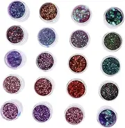 Baluue 20pcs Glitter Set Nail Sequins Decals Makeup Sequins Powder for Women 1 2 3mm Sparkling Powder Kit