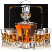 Whiskey Decanter Set for Men, Crystal Decanter Set With 4 Whiskey Glasses, Bo...