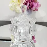 Clear Round Crystal Glass Trinket Jar Bomboniere Favours Gift Candle Making