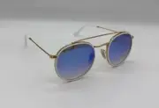 Ray-Ban RB3647N Sunglasses Unisex Round Gold/Mirror Blue 51mm 0014O Authentic