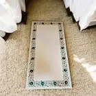 White Marble with Malachite Stone Dining Table Handmade Hallway Furniture Modern
