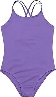 [Oyolan] Kids Girls Onepiece Dance Gymnastic Leotard Sleeveless Backless Athletic Workout Bodysuit Romper