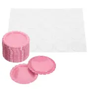 20Set 1" Flat Decorative Bottle Caps Craft Pendant with Clear Stickers Pink