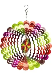 Dawhud Direct Rainbow Spiral Kinetic Wind Spinner for Yard and Garden Wind Sp...