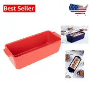 10 x 4 Inch Appolia Ceramic Baking Dish - Designer Loaf Pan with Handles in Red