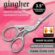 Gingher Embroidery Scissors, Needlepoint, Crewel, Sewing, 3.5" Stork Scissors