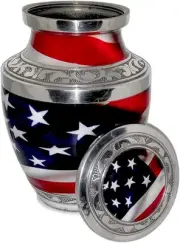 Small 6 x 4 inch Brass Cremation Urn Memorial Container - 650 ml US White